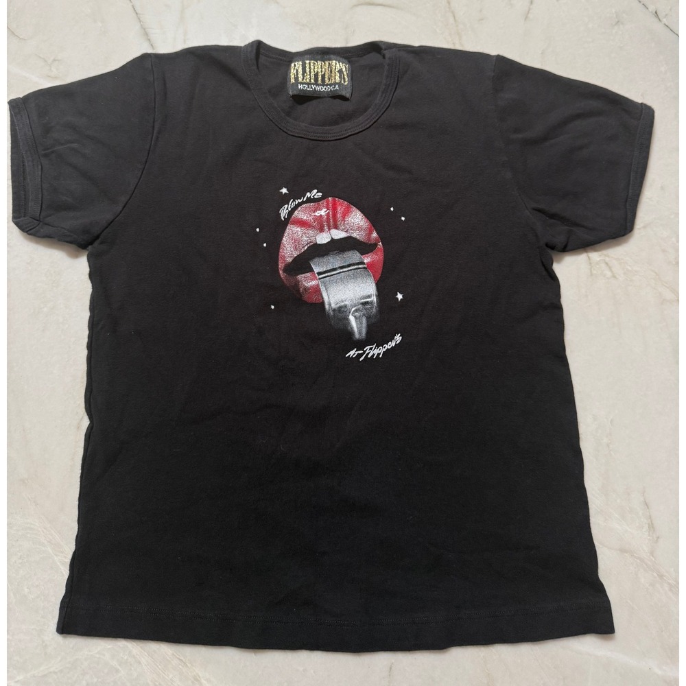 Flipper's Roller Boogie Palace Graphic T-Shirt Women's Black Made USA Blow Me
